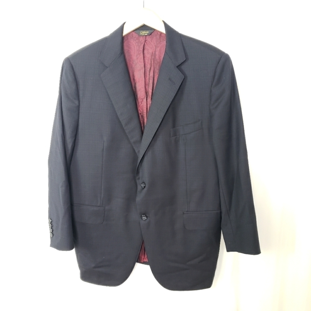 Giliberto of Loro Piana fabric black muted burgundy check blazer suit jacket